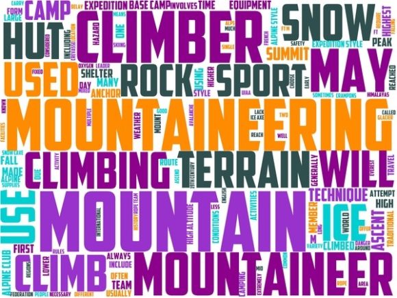 Mountain Climbing Wordart Background